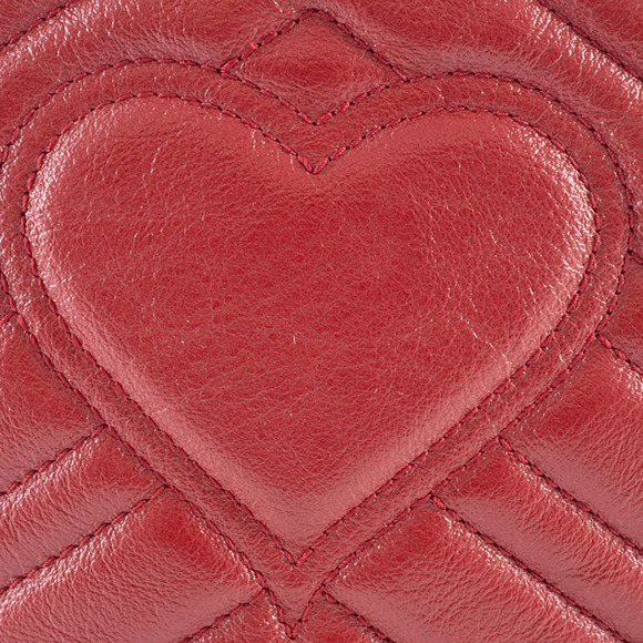 GUCCI Red Leather GG Marmont Shoulder Bag - Picture 14 of 16